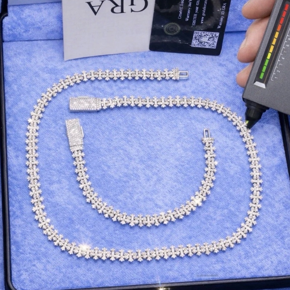 Sterling Silver 925 Moissanite Designer Chain GRA Certified